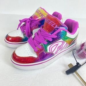 Heelys Shoes Kids Glitter Rainbow Roll Motion Skate Shoes Sport White Lace 5